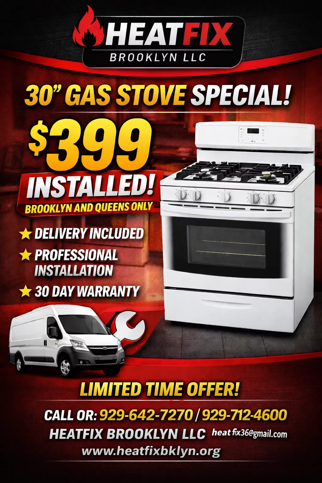 30" Gas Stove w/ Delivery & Installation