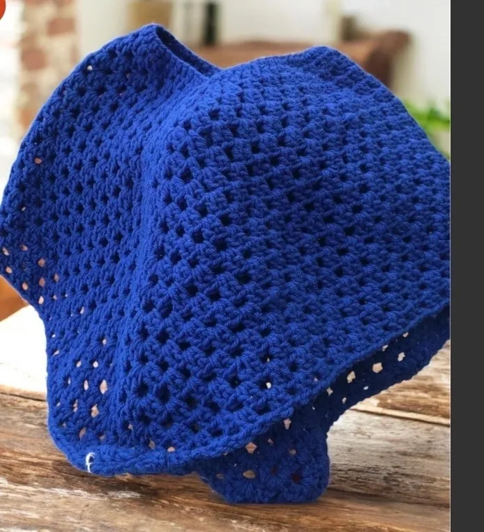Blue Crochet Poncho