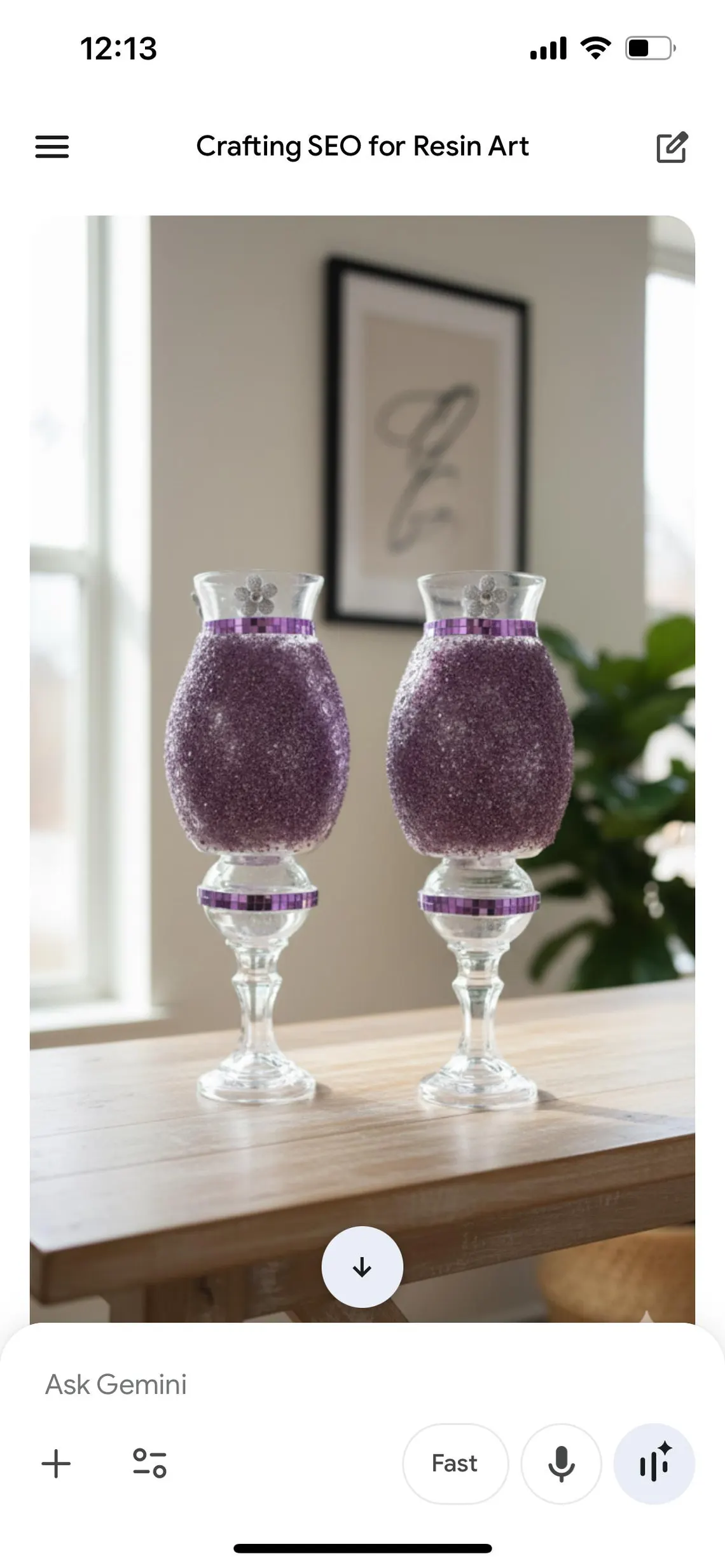 Luxury Purple Crushed Glass Candle Holder Dining Home Design