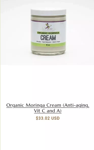 Organic Moringa Cream (Anti-ageing Vitamin C & A)