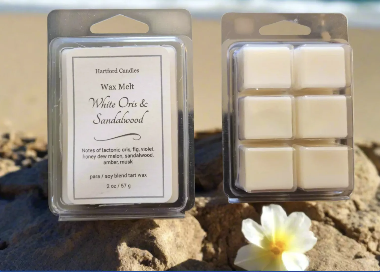 White Oris & Sandalwood Clamshell Wax Melts - 1 Pack of 6 Bricks