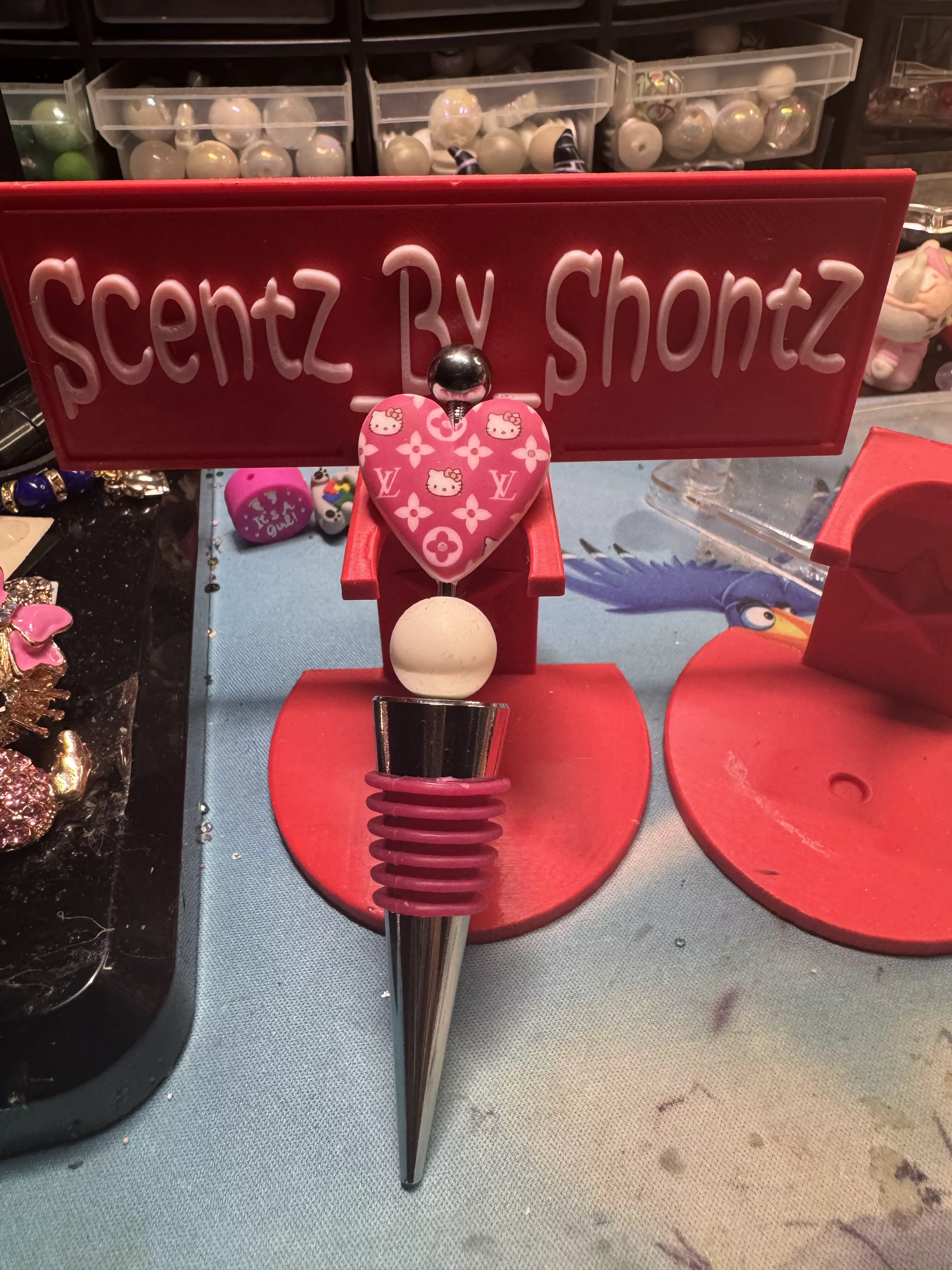 Fancy fuschia wine stopper
